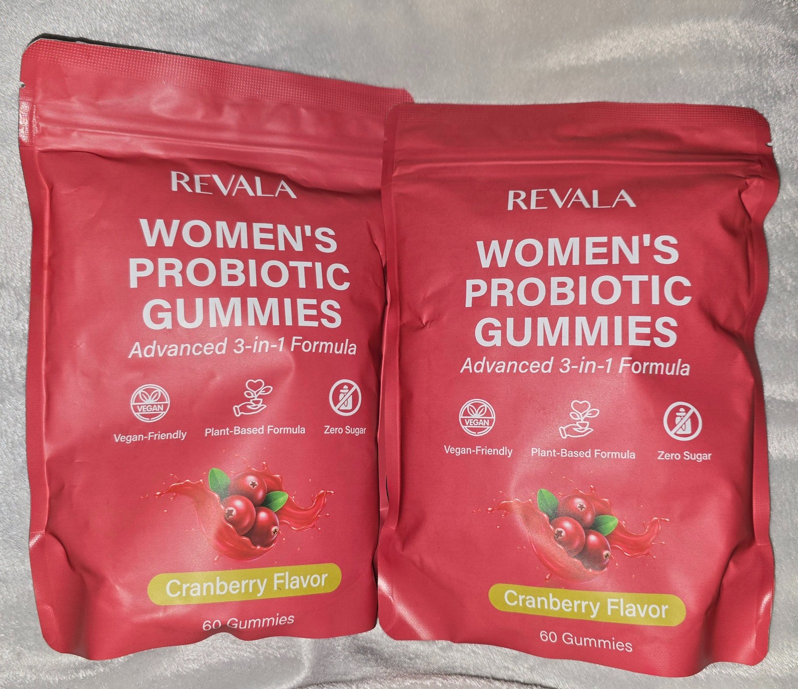 2 Pack Revala Womens Probiotic Gummies Cranberry 60 Ct Ea Exp 01/28