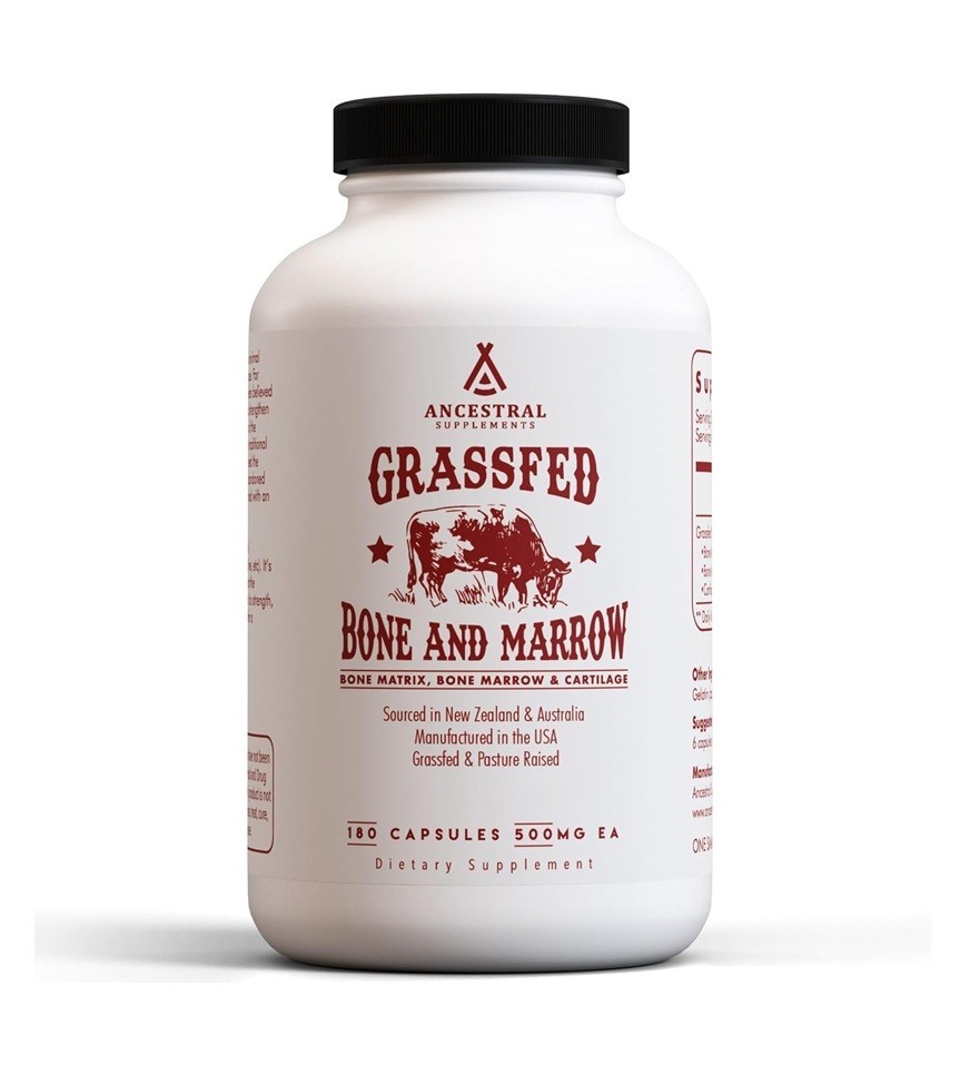 Ancestral Supplements Grass Fed Beef Bone and Marrow Supplement 3000mg – 180 CT