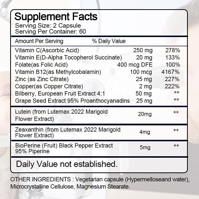 Eye Health Supplement, Lutein and Zeaxanthin, Vision Health, Eye Strain Support