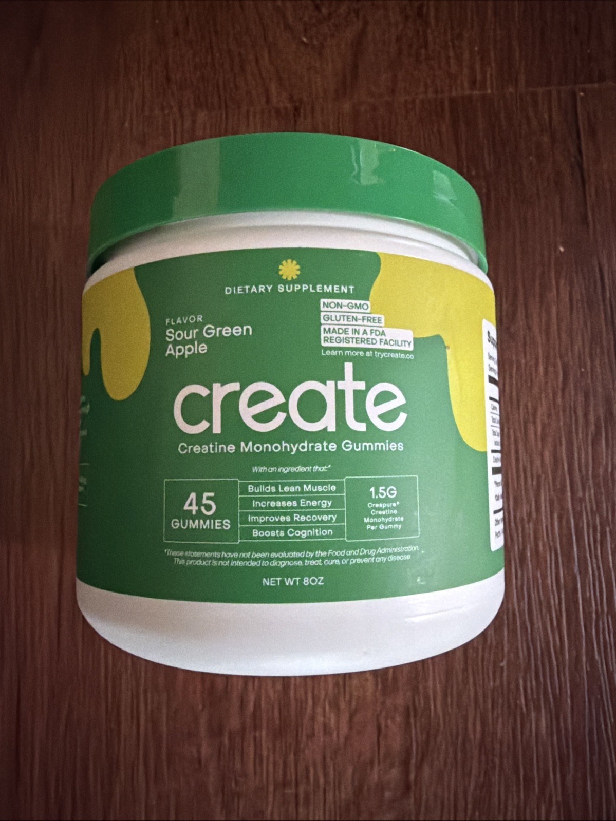 Create Creatine Monohydrate Gummies Sour Green Apple 45 Gummies (PACK Of 3)