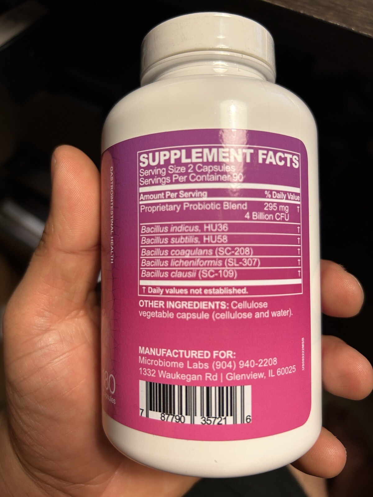 Microbiome MegaSporeBiotic Labs (180 Capsules) – Probiotic 7/27 Exp.