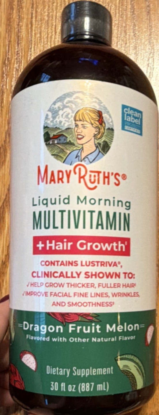 MaryRuth’s Liquid Morning Multivitamin + Hair Growth Vegan Dragon Fruit 30 fl oz