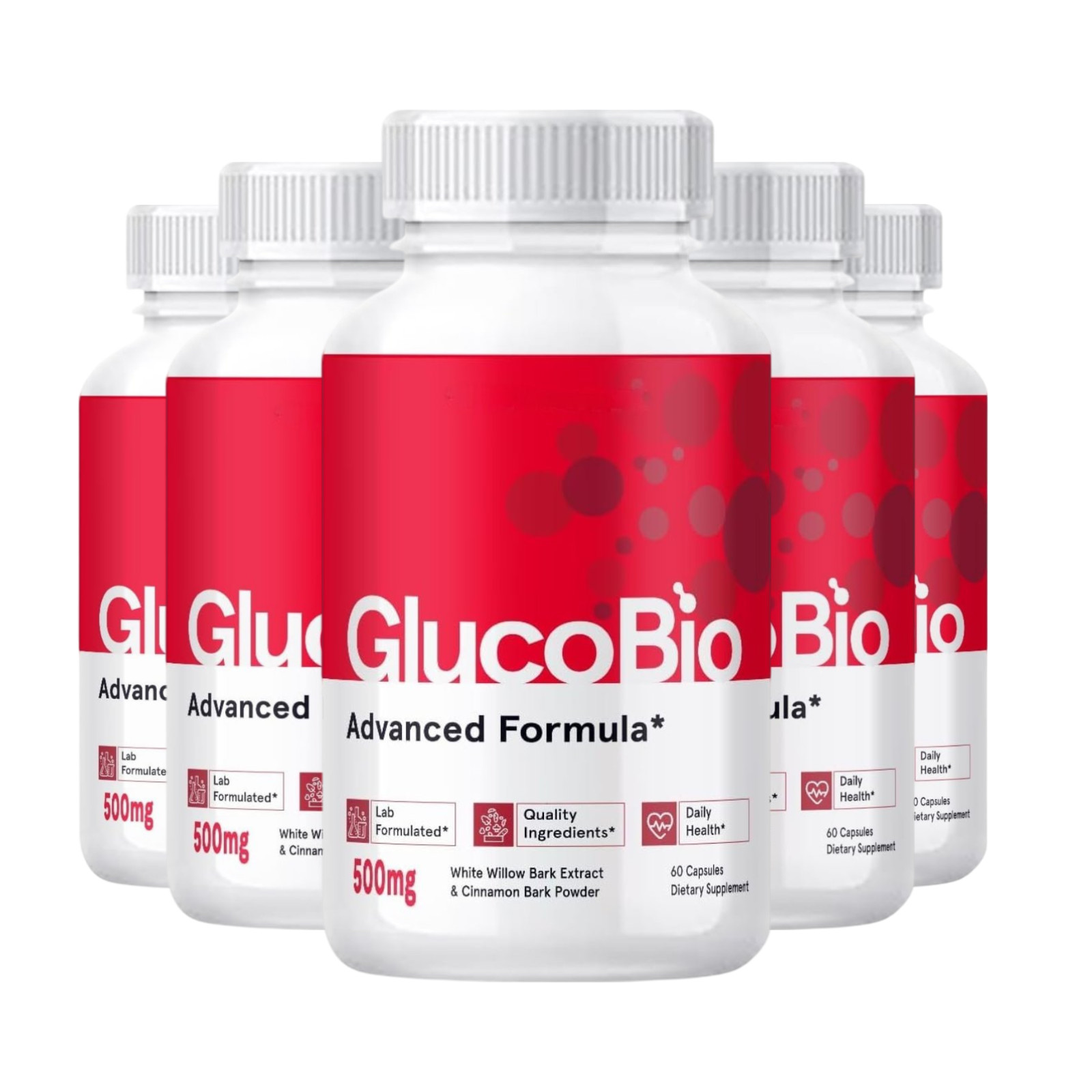 5-Pack Gluco Bio Capsules, GlucoBio Blood Health Dietary Supplement 300 Capsules