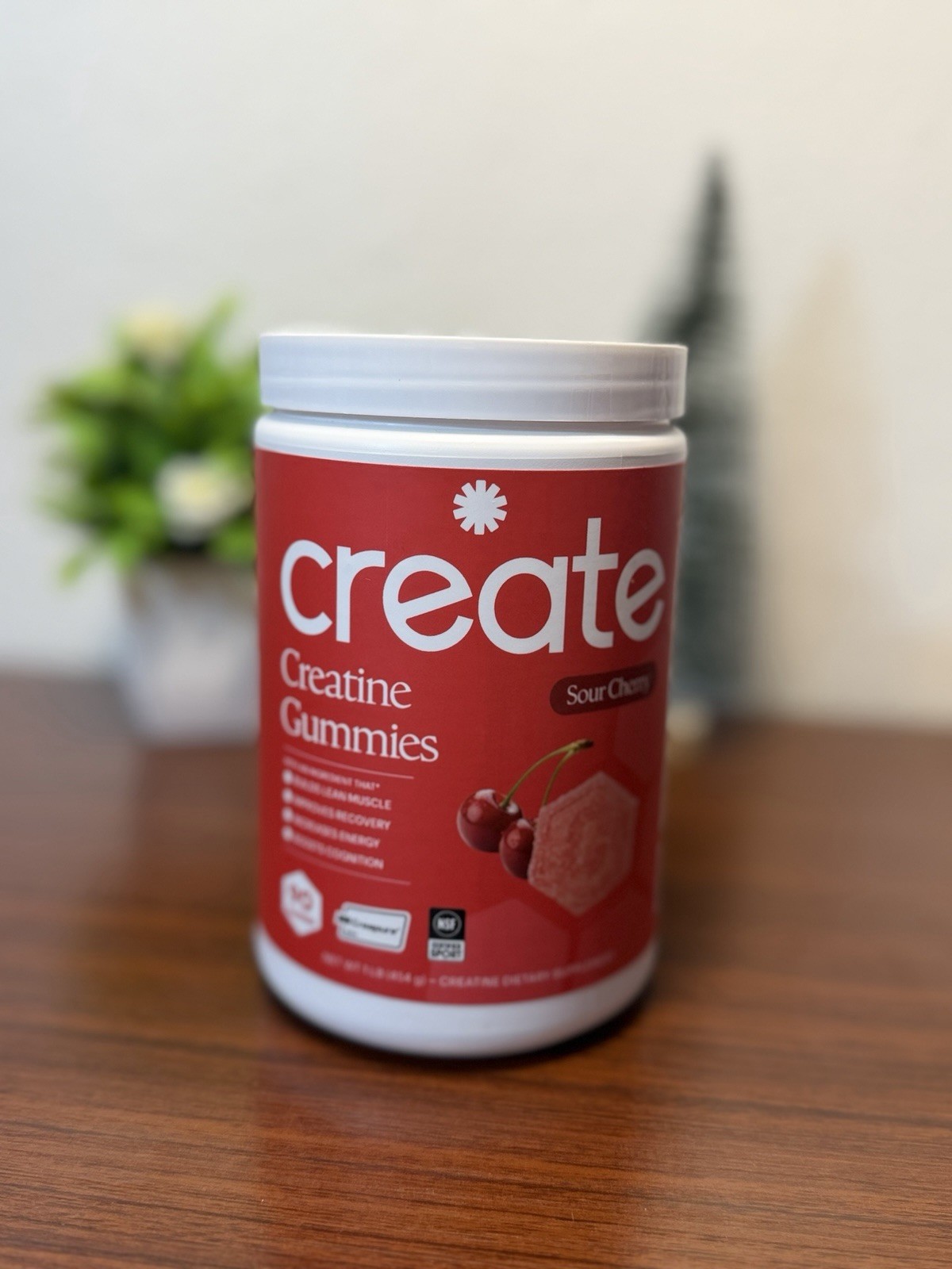 Create Creatine Gummies Sour Cherry 90 Count Creapure NSF Certified Sport New
