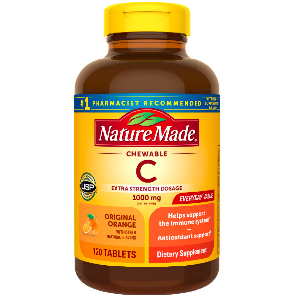 Extra Strength Dosage Chewable Vitamin C 1000 Mg per Serving Tablets, 120 Count