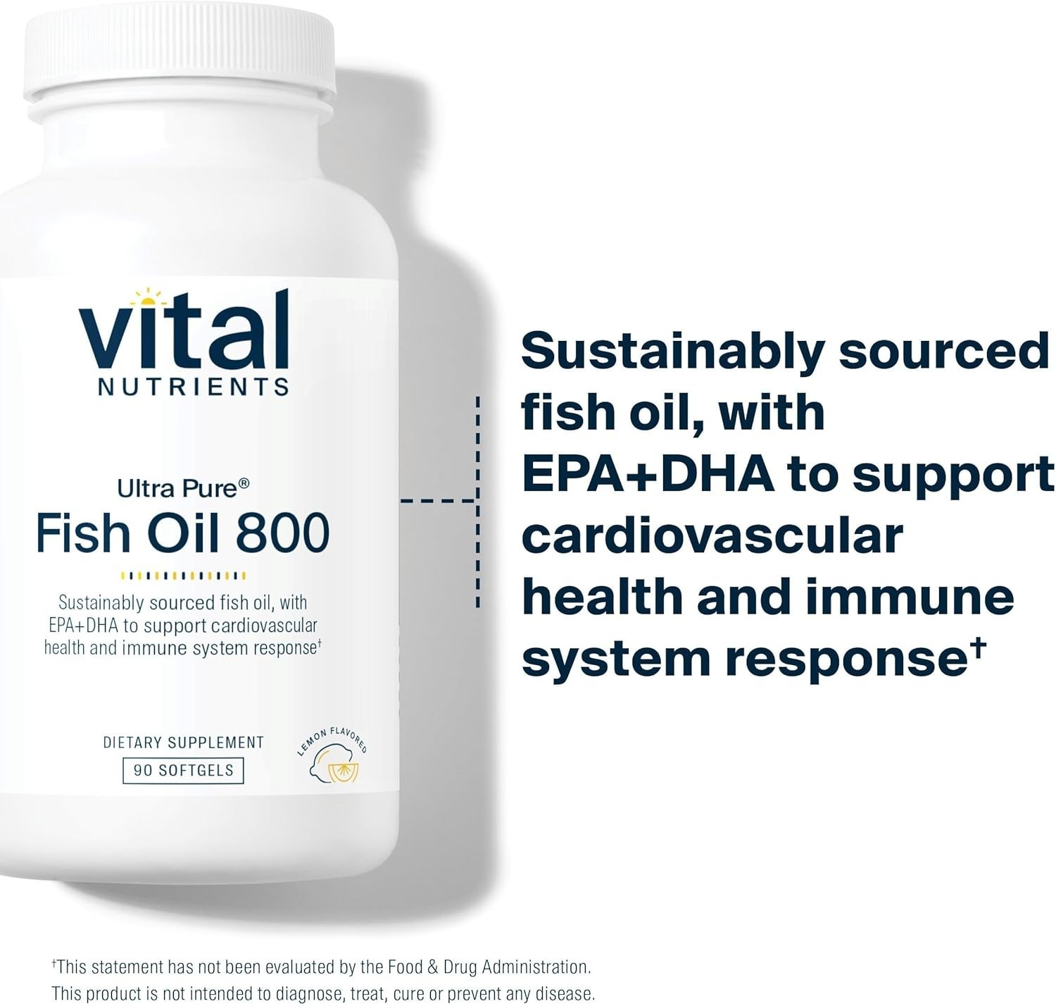 Vital Nutrients Ultra Pure Fish Oil 800 Lemon Flavor 120 Softgels