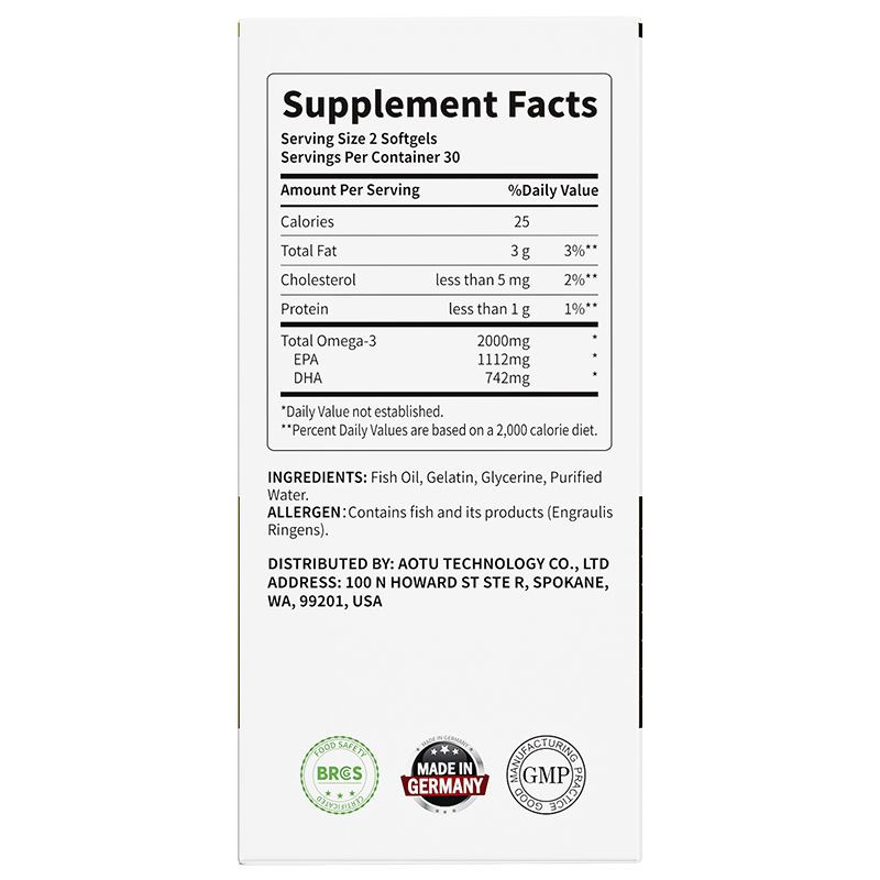 Fish Oil Capsules Omega 3 60 Count – Germany Made Deep Sea Gold Supplement