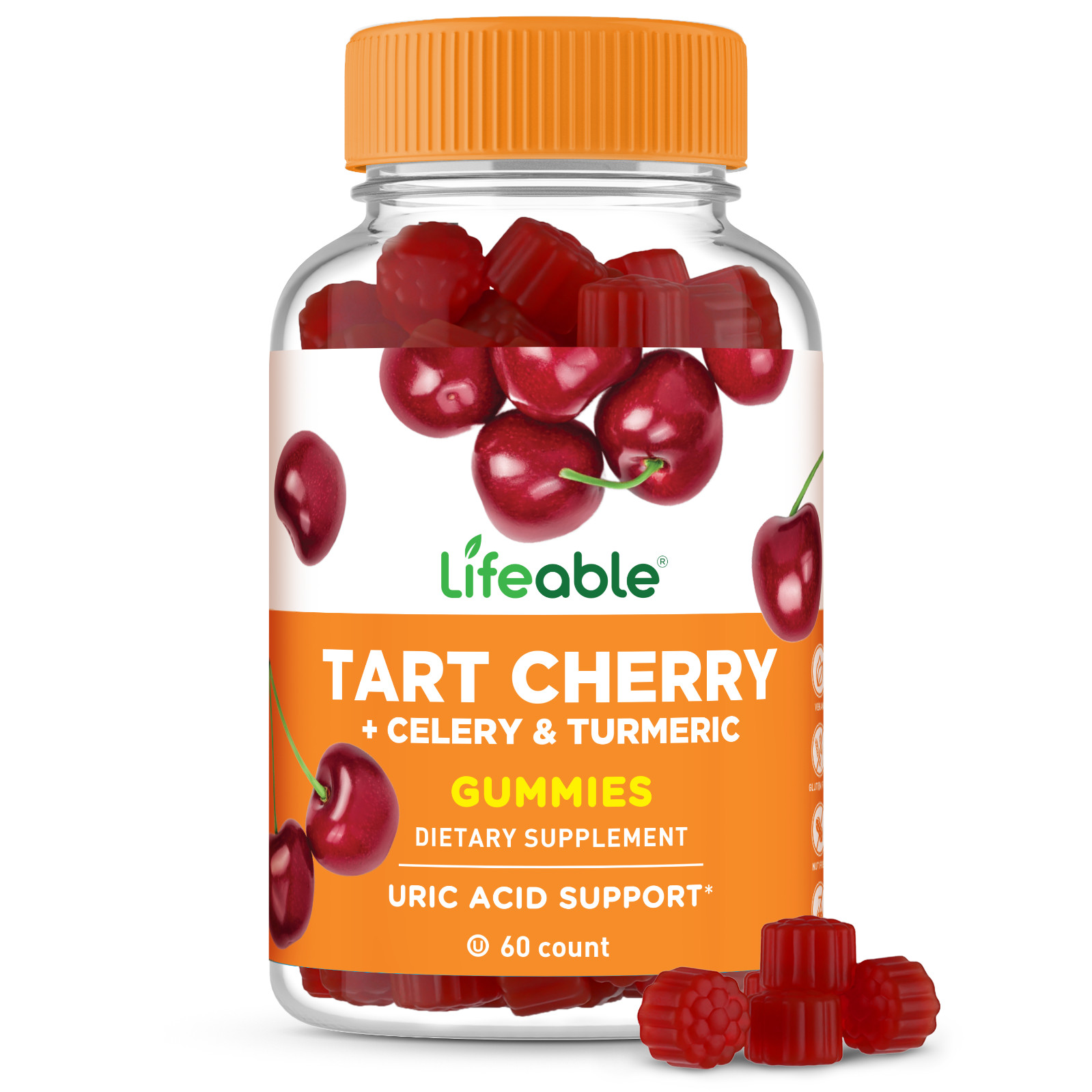 Lifeable Tart Cherry Gummies for Uric Acid Support, Cherry Flavored, 60 Count