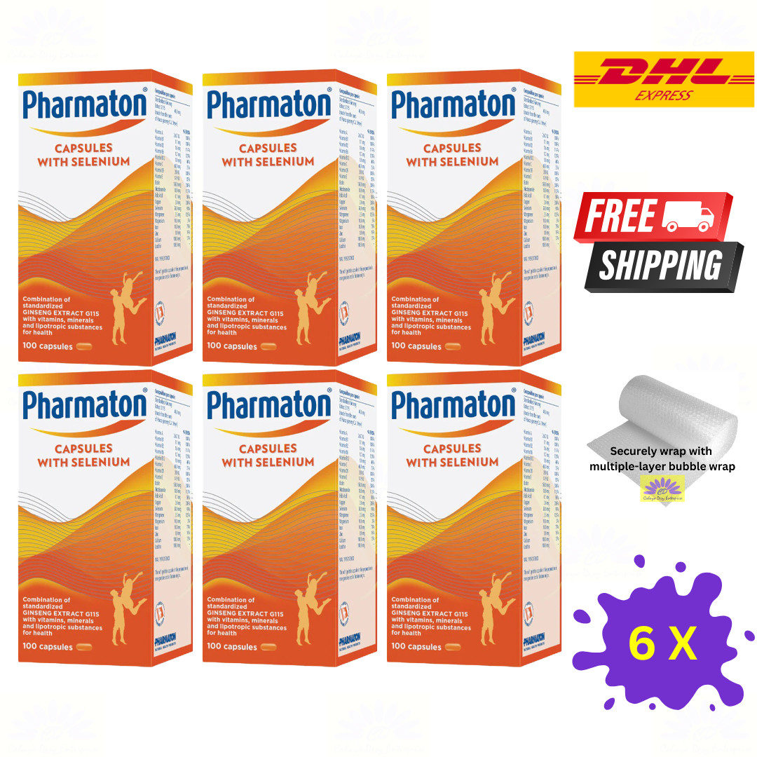 6 X Pharmaton Capsules 100s Ginseng G115 + Selenium, 1-a-Day