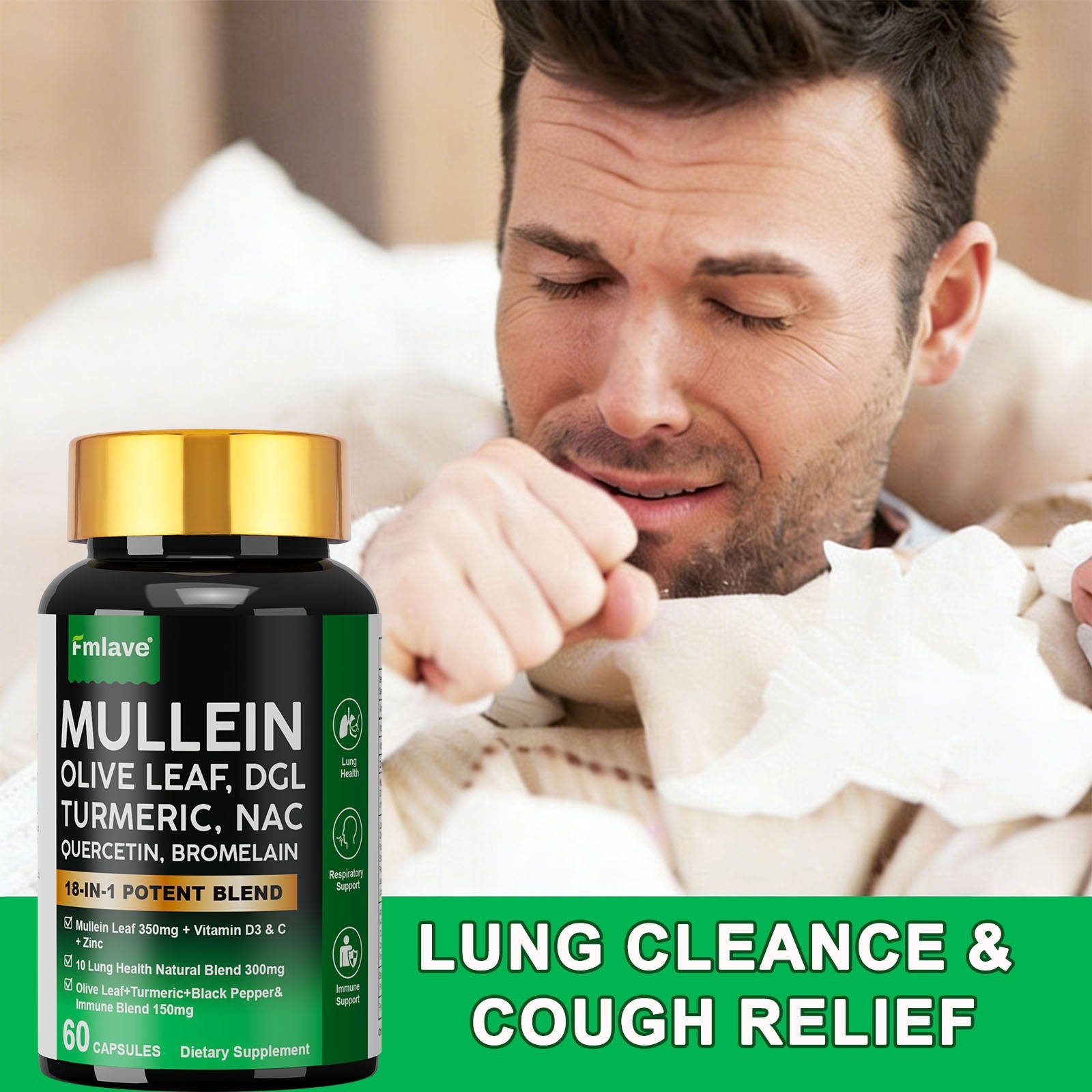 2pc Mullein Lung Cleanse Herbal Lung Detox & Cleanse for Respiratory Lung Health