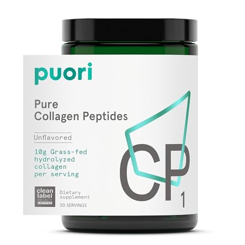 Puori CP1, Pure Collagen Peptides Powder, Unflavored, 30 Servings | 10g of