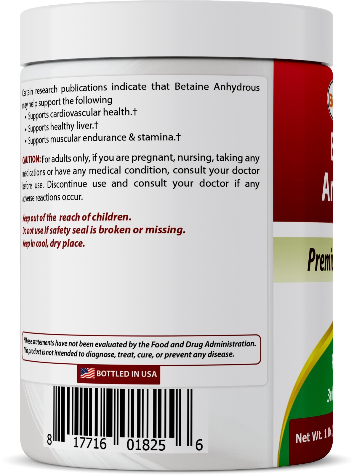 Best Naturals Betaine Anhydrous Trimethylglycine Powder 1 Pound