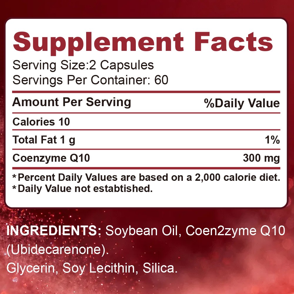 Coenzyme Q-10 300mg Antioxidant, Heart Health Support, Increase Energy & Stamina