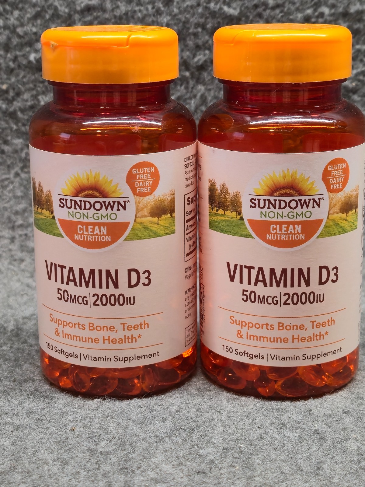 Lot 2 Sundown Vitamin D3 50mcg 2000IU 150softgels Each Bottle. EXP 06/2026