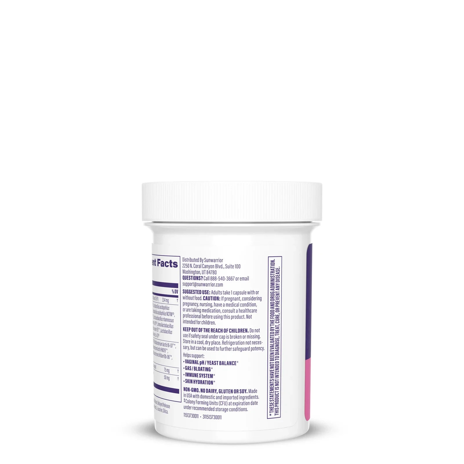 Sunwarrior Women Probiotic 50 Billion, Yeast, Gas, Immunity, Skin, 30 Vegan Caps