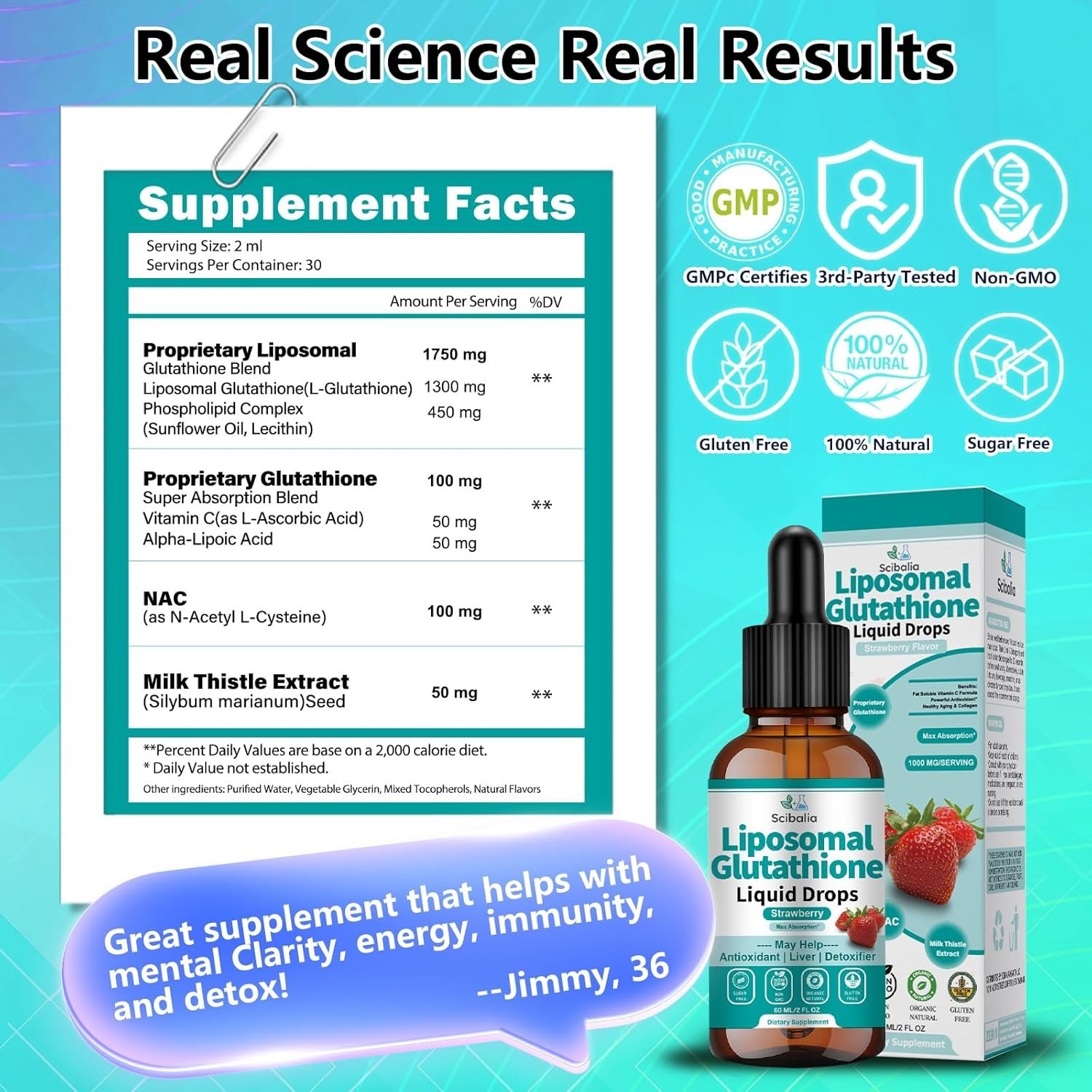 Liposomal Glutathione Supplement Liquid Drops, 5-in-1 Ultra Strength L-Glutathio
