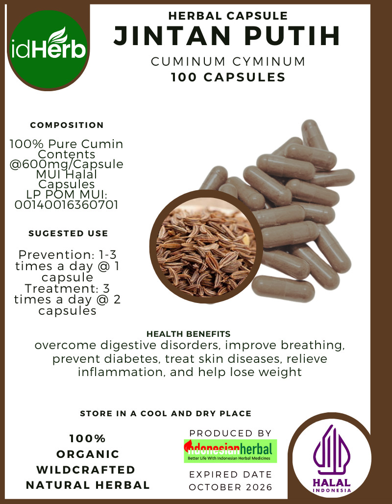 [idHerb] 100-800 Capsules Cummin Jeera Cuminum Cyminum Organic WildCrafted