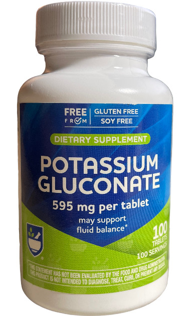 100 Tablets POTASSIUM GLUCONATE 595mg – Rite Aid Pharmacy Brand exp 9/2026 12z