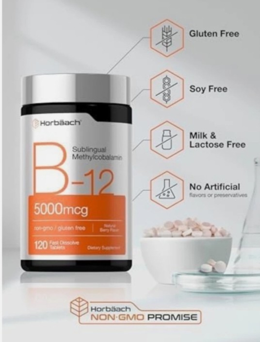 B12 Sublingual Methylcobalamin | 5000mcg | 120 Dissolvable Tablets | Free Ship..