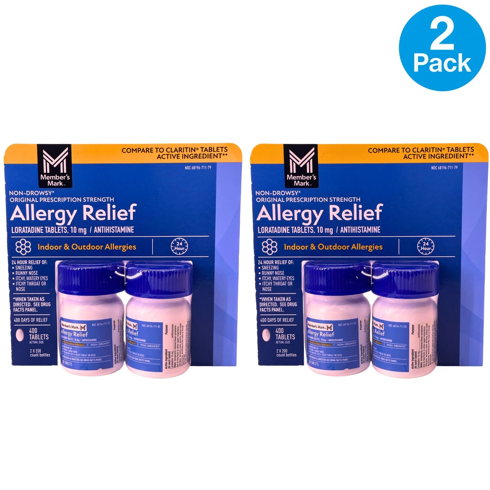 Members Mark Allergy Relief Loratadine 10mg 200 Ct 2 Pack Exp 02/2027