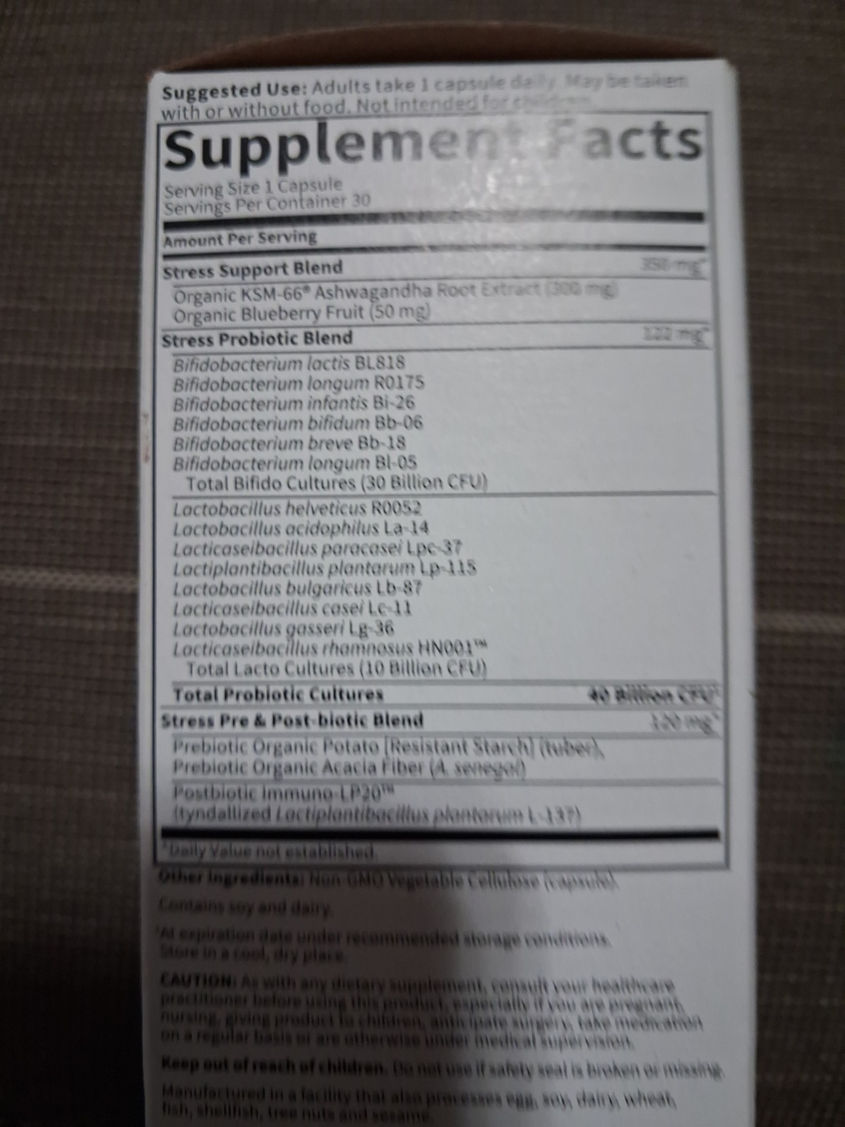Garden of Life ~ 40 Billion CFU Digestive & Stress Daily Care 30ct – Exp 11/2026