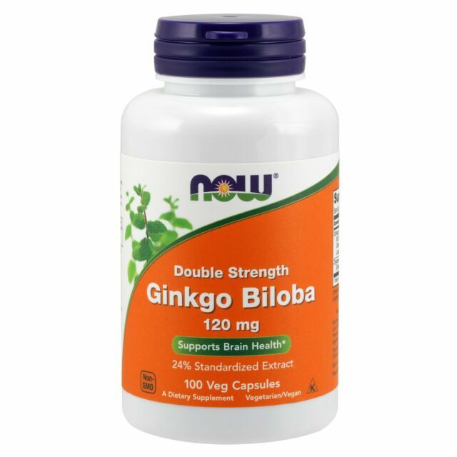 NOW Foods Double Strength Ginkgo Biloba 120 mg 100 Veg Caps Brain Health 5/26EXP