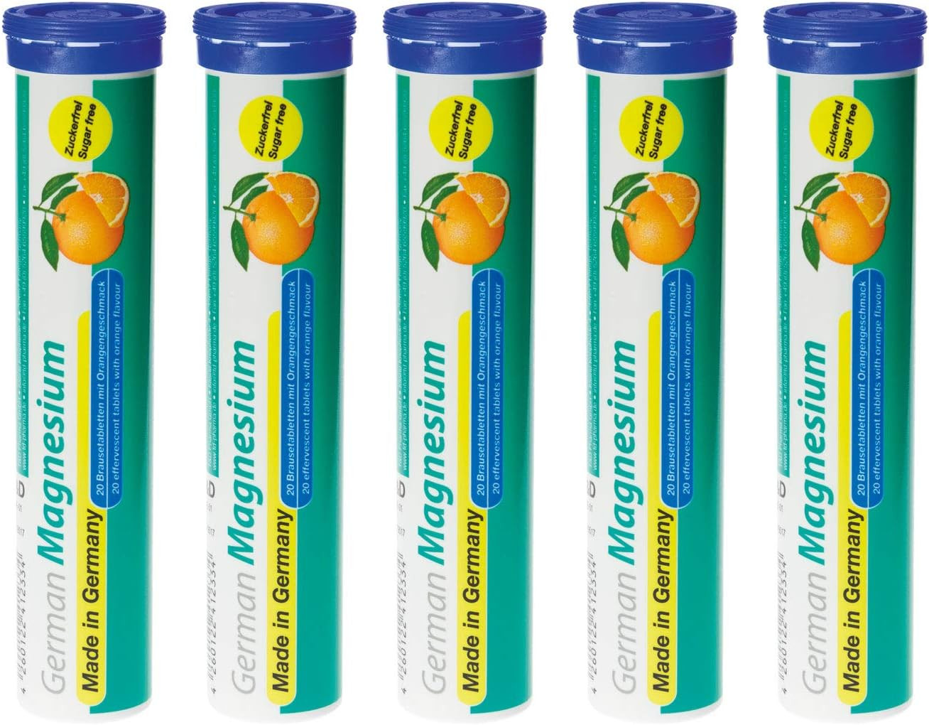 German Magnesium Oxide Supplement | Effervescent Tablets | Orange Flavor – 20…