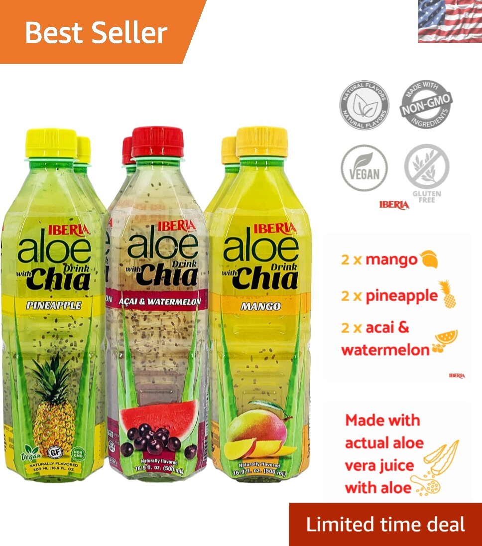 Refreshing Aloe Vera Beverage with Real Aloe Pulp – 6 Bottles of Flavor