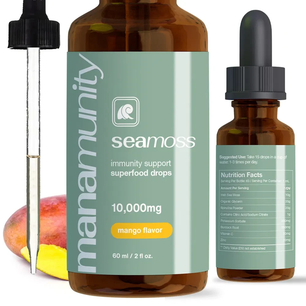 Sea Moss Liquid Drops 10,000 mg Organic Irish Sea Moss Gel with 350 mg Burdock R