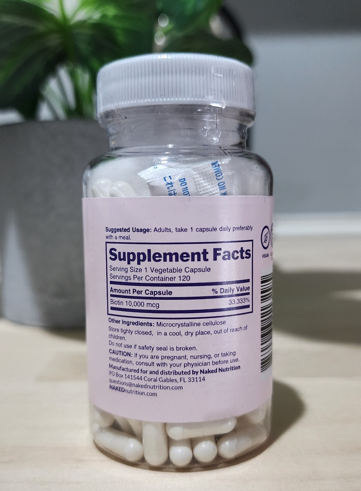 THREE PACK Naked Biotin 10,000 Mcg Max Hair Skin Nails Metabolism, 120 caps each