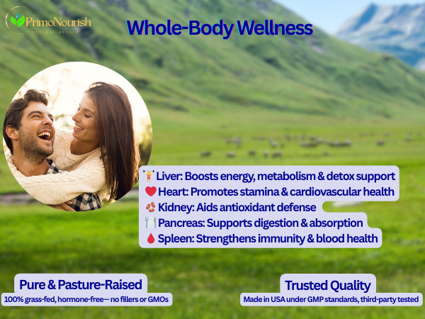 5 Bottles Grass-Fed Beef Organ Complex for Energy & Vitality (Value Pack)