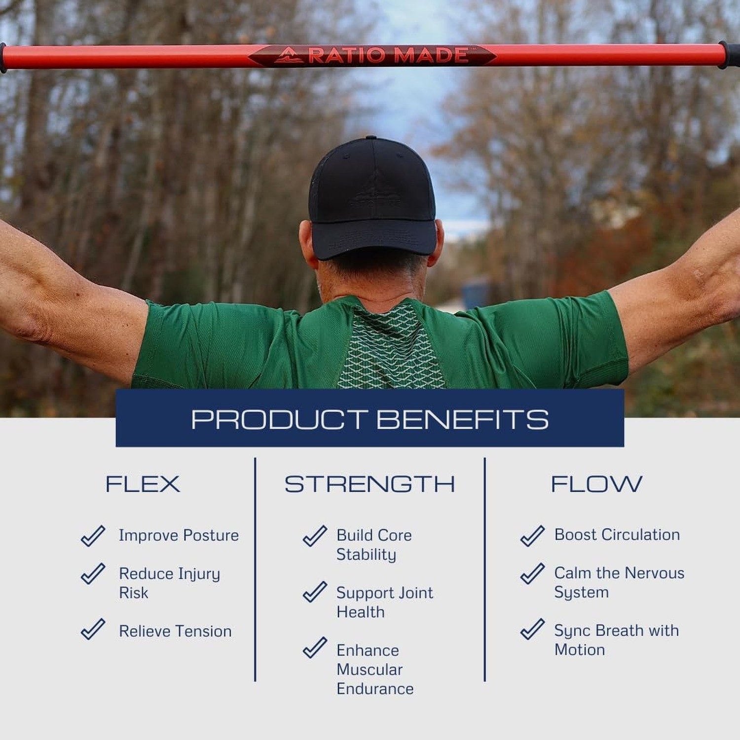 Stretch Stick, flexibility trainer, and mobility aid 54 inches Cherry Fast Ship