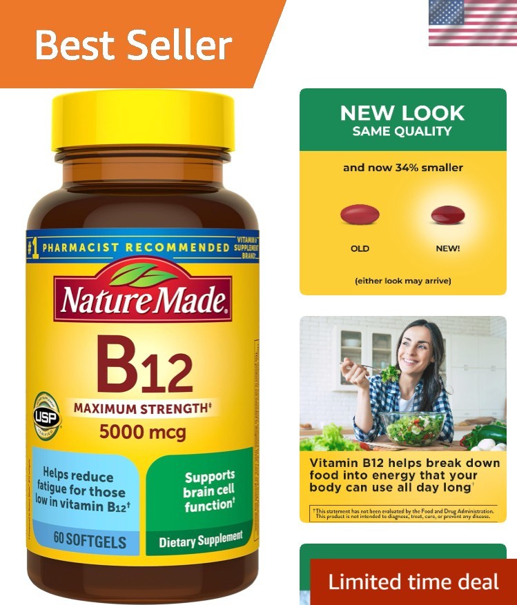 Nature Made Maximum Strength Vitamin B12 5000 Mcg, Energy Metabolism Support