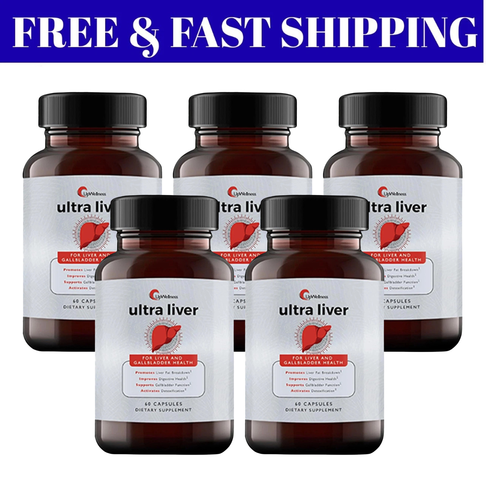 Ultra UpWellness Liver Supplement for Liver Health and Gallbladder Support 5Pack