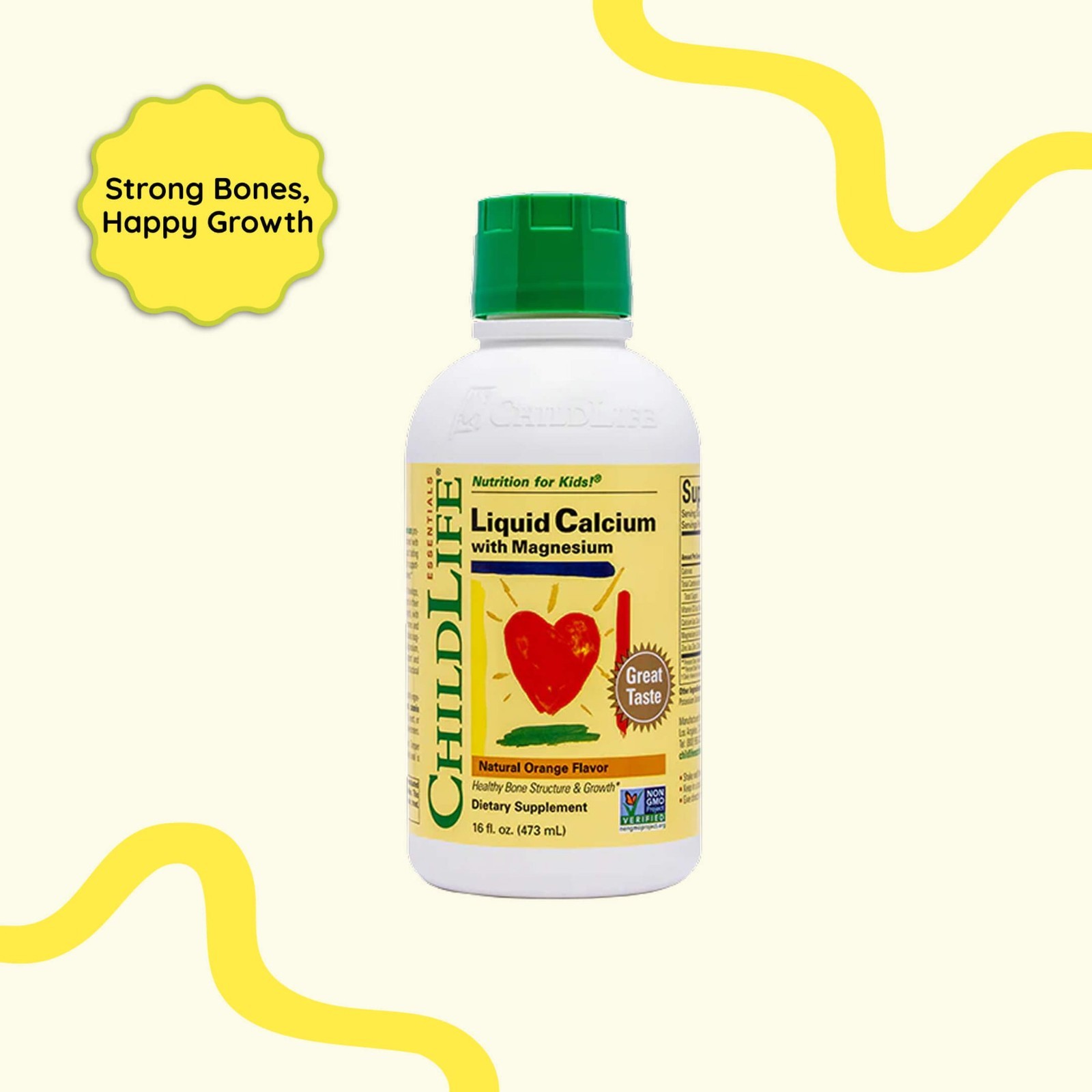 Essentials Kids Liquid Calcium with Magnesium 16 fl oz(473 ml) + FREE Waist Pack