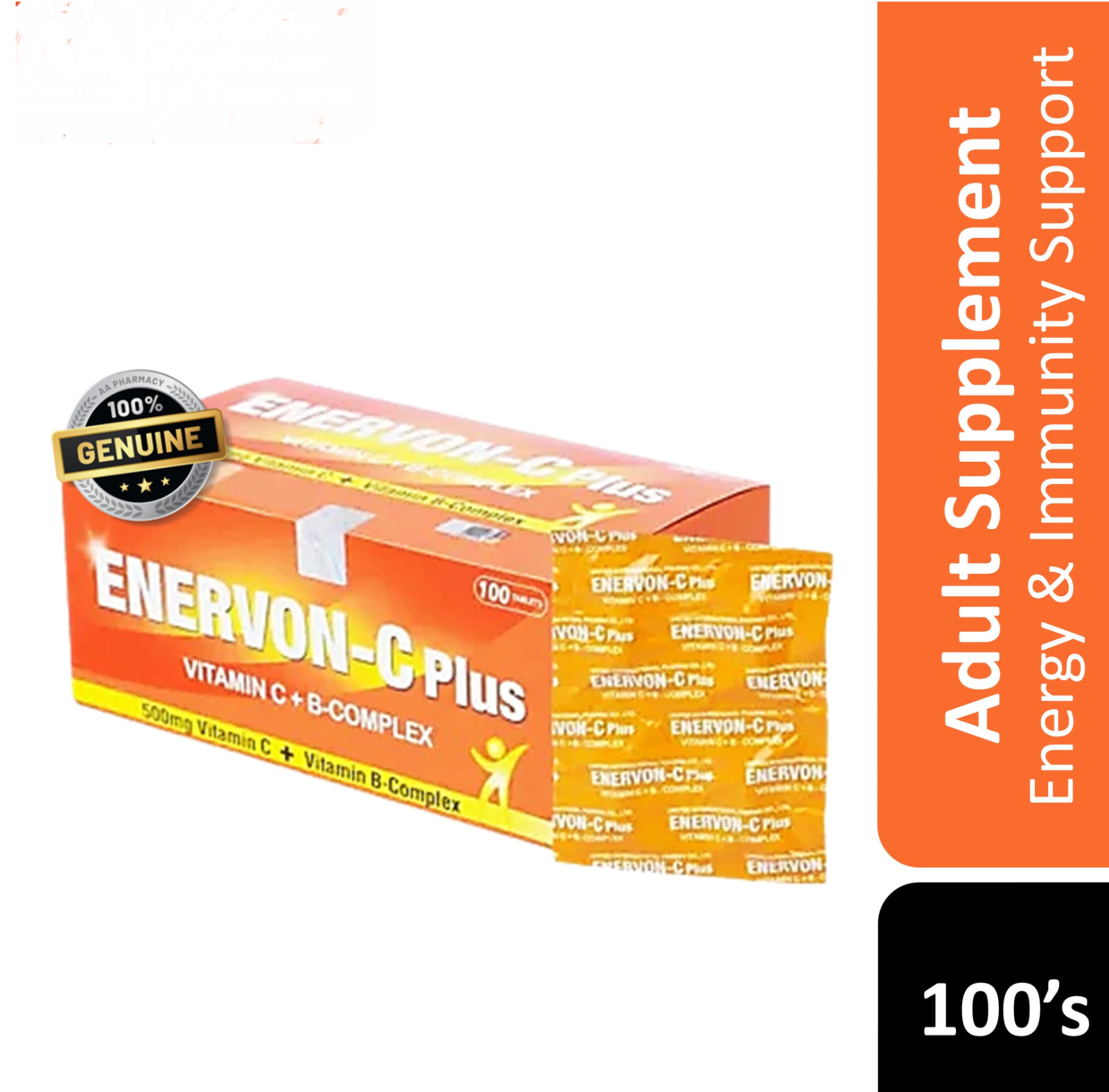1x ENERVON-C Vit C 500mg + Vit B-Complex (100’s) Increase Energy FREE SHIPPING