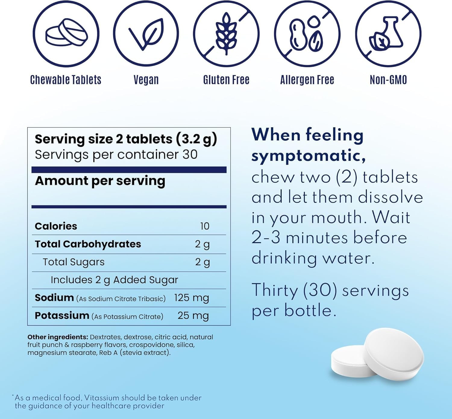 Chewable Electrolyte Tablets for POTS & High Sodium Diets – Fast-Acting, 120 Cou