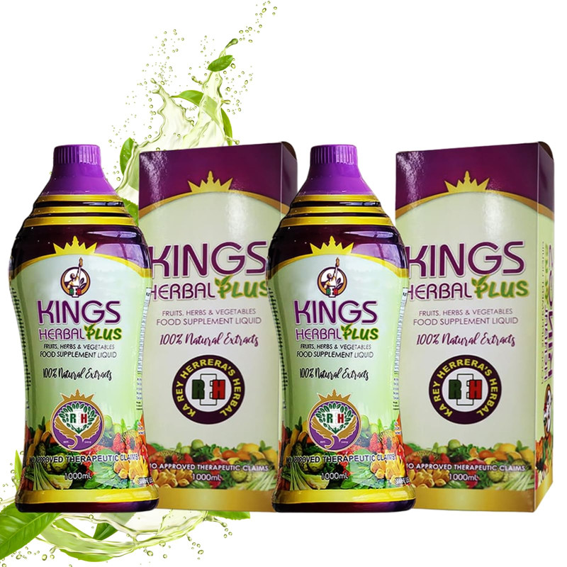 Kings Herbal Plus Food Supplement 1000Ml Fruits Herbs Vegetable Fusion 2 Bottles