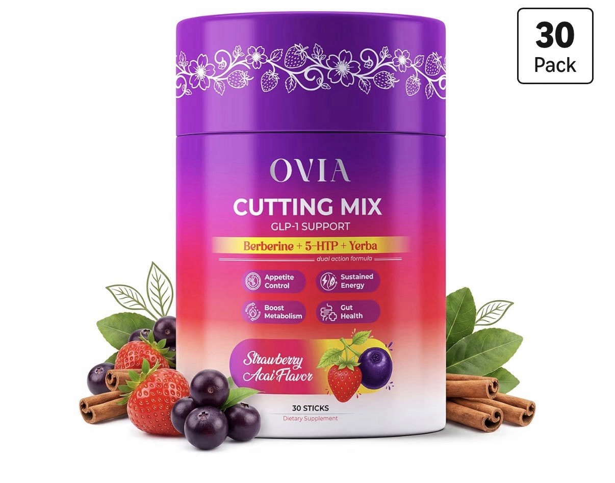 OVIA Cutting Mix Craving Control & Weight Management Powder with Yerba Mate, Ber