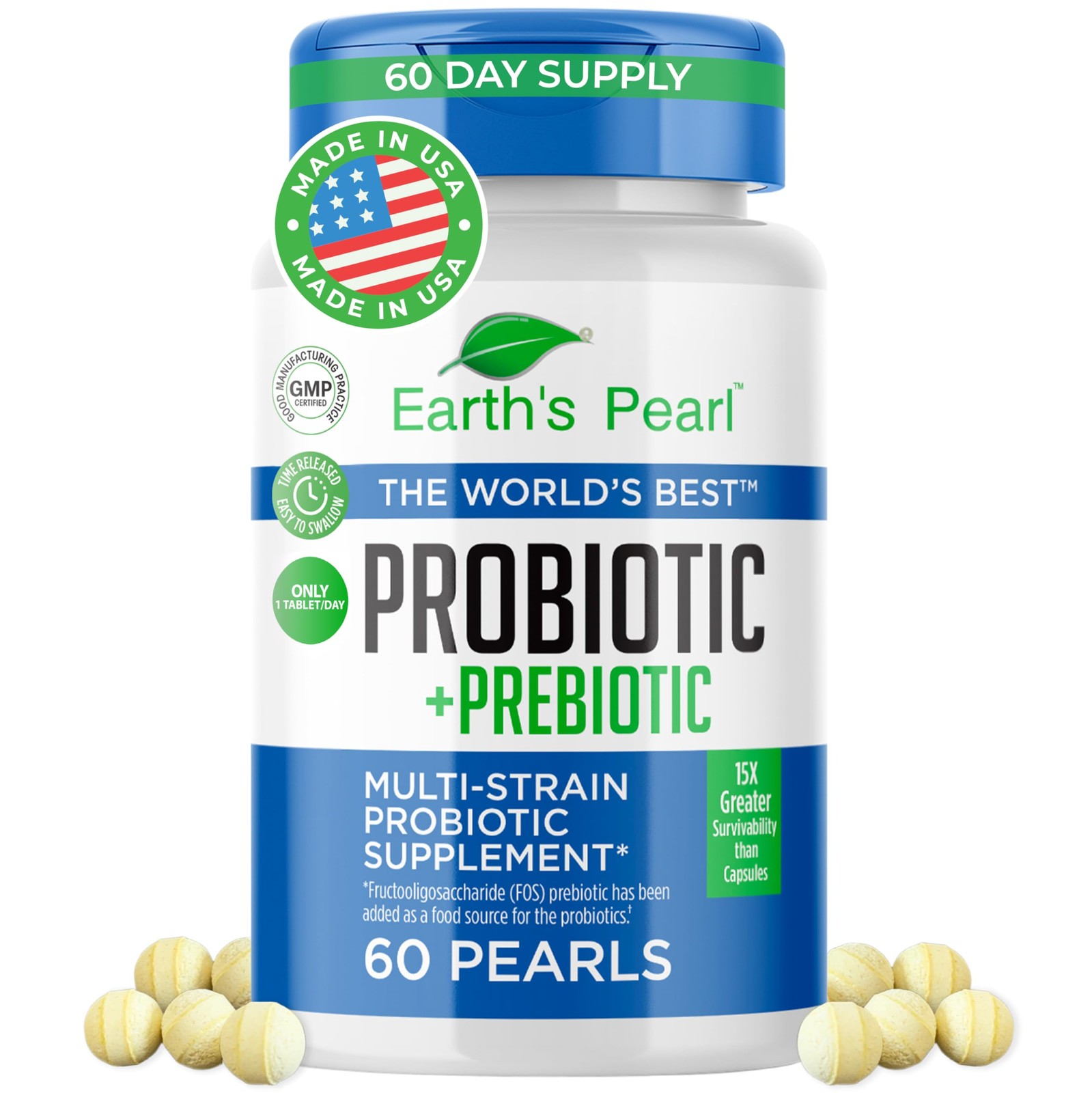 Probiotic Pearls for Women, Men & Kids – 4B CFU Gut Health Support (60 Days)