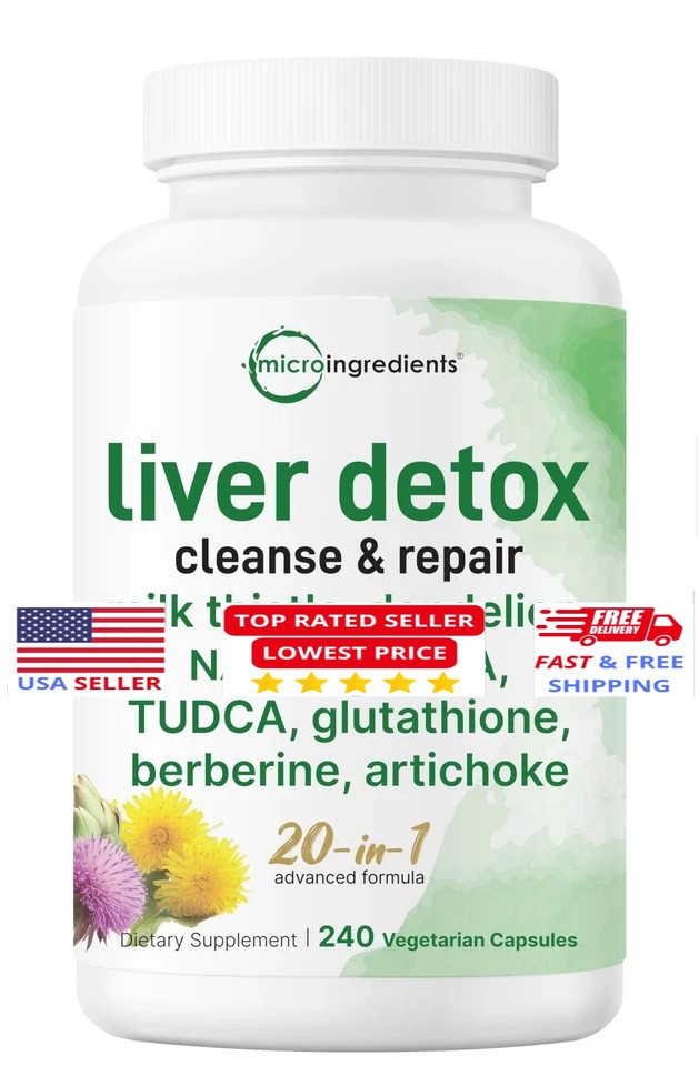 Liver Detox, 240 Veggie Capsules|20-in-1 Enhanced Complex Liver Cleanse & Repair