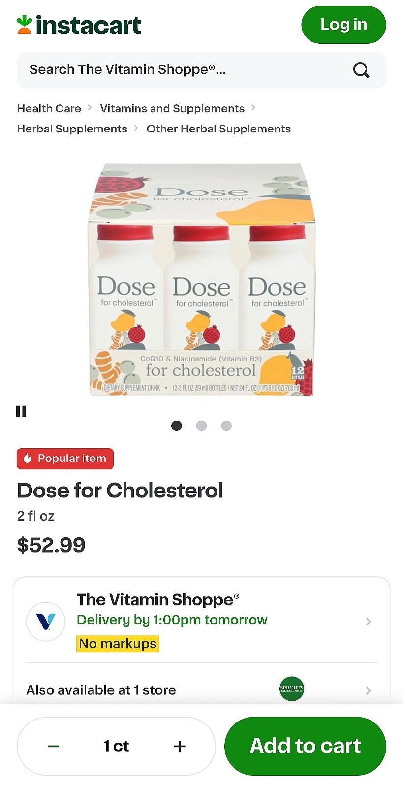 Dose for Cholesterol 12 Pack 2oz Dietary Supplement Support