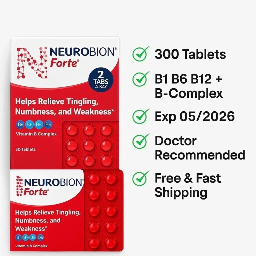Neurobion Forte 300 Tabs | B1 B6 B12 B-Complex Supplement | Exp 05/2027 | USA