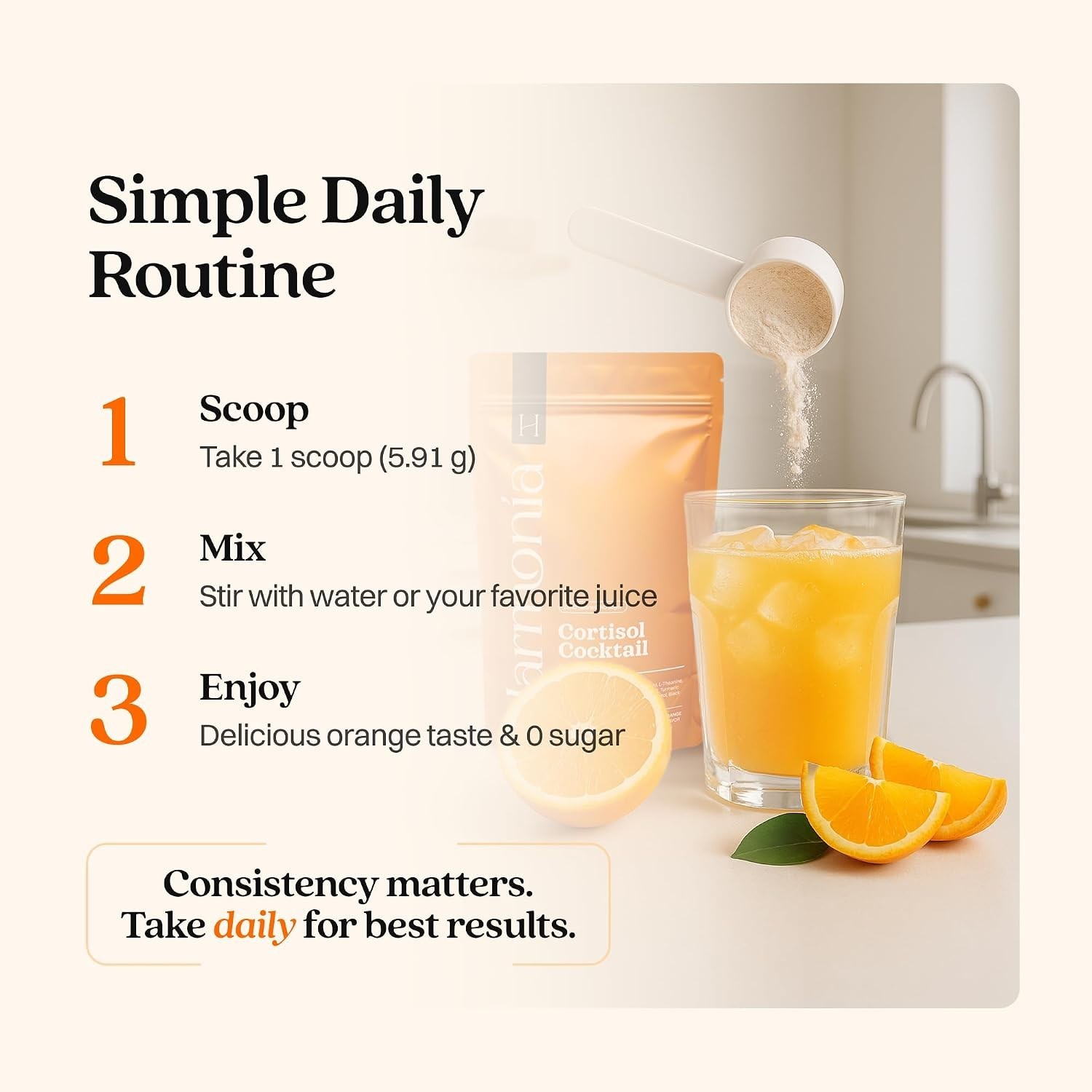 Harmonia Cortisol Cocktail Supplement Drink – Stress & Sleep Support, 30 Serving