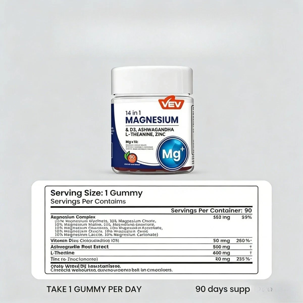 NEW 3PACK Magnesium Gummies 14-in-1 by VEV for Relaxation & Sleep