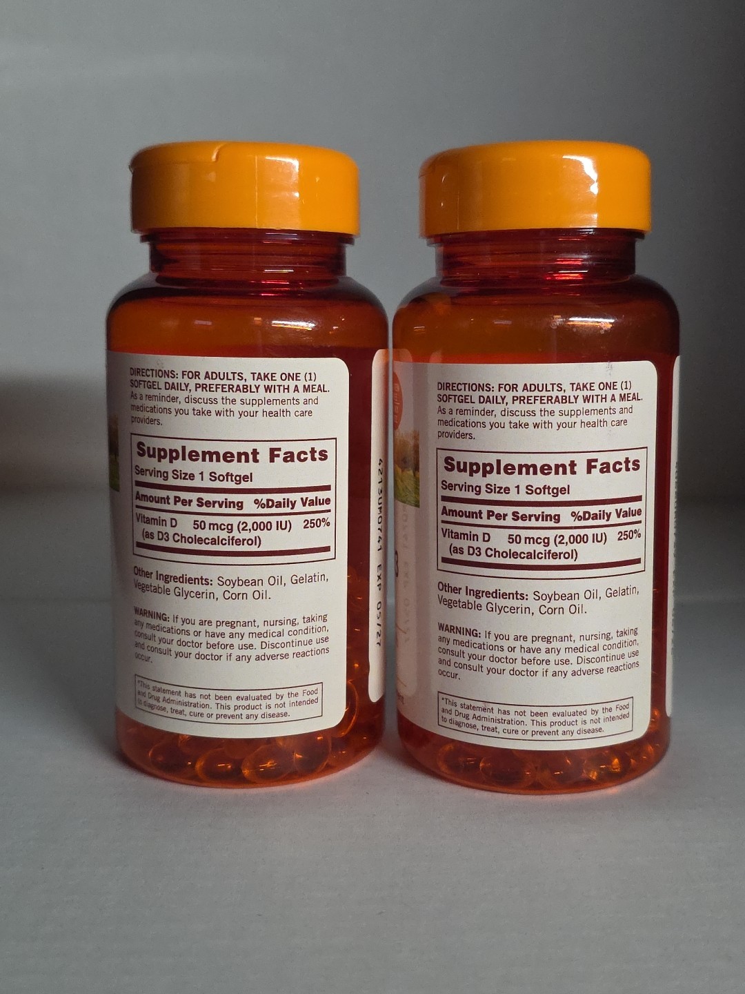 (2) Sundown Naturals Vitamin D3 50mcg/2000IU, 150ct