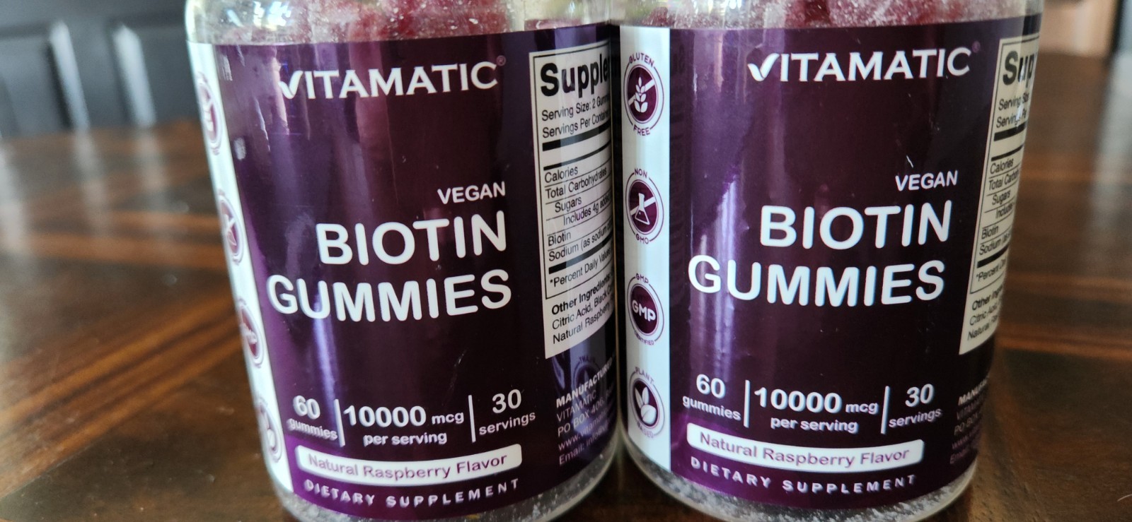 NEW 2 Pack Biotin Gummies Vitamins 10000 mcg Stronger Hair Skin Nails Vegan