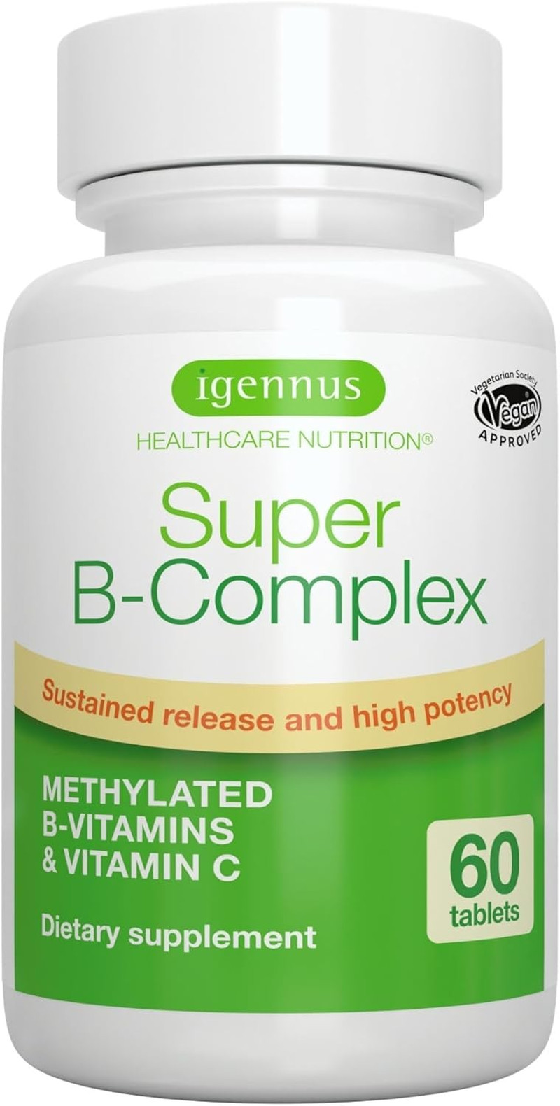 Igennus Super B-Complex Methylated B Vitamins – Sustained Release, Clean Label &