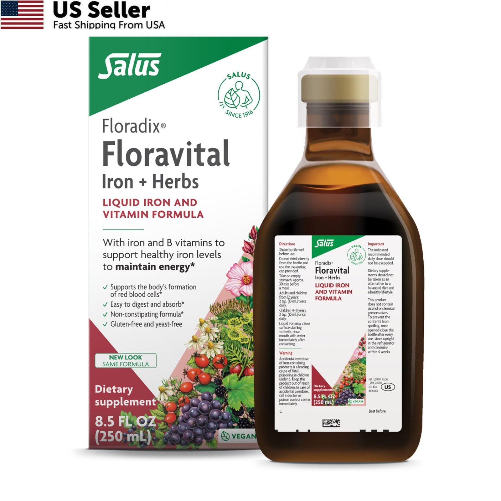 Floradix Floravital Liquid Iron Supplement – & 8.5 Fl Oz (Pack of 1)