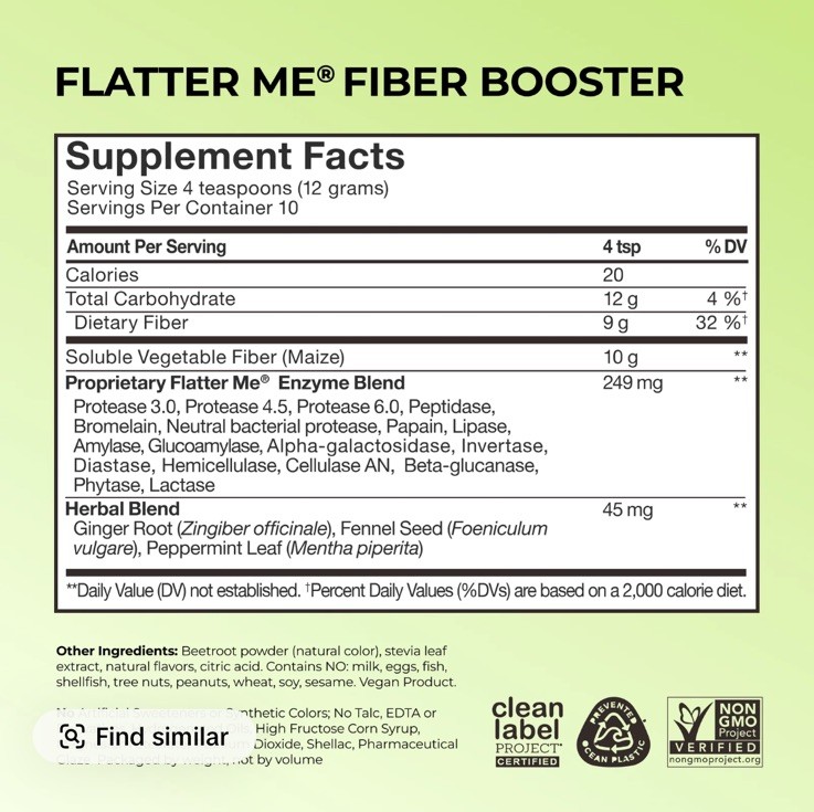 HUM Flatter Me Fiber Booster Debloat Dietary Supplement Strawberry Lemon 4 Oz